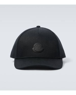 Moncler Leather-Trimmed Cotton Baseball Cap - Black