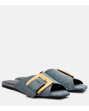 Balmain Pantoletten Anthem Aus Denim - Blau