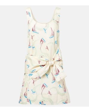 Rabanne Printed Cotton Minidress - White