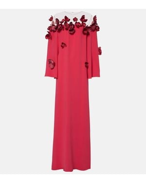 Oscar de la Renta Orchid Embroidered Georgette Gown