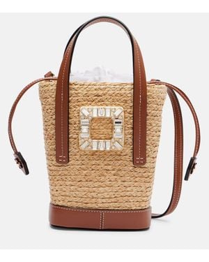 Roger Vivier Rv Skate Mini Raffia Bucket Bag - Brown