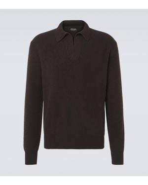 ZEGNA Cashmere Polo Jumper - Black