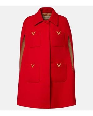 Valentino Cape Vlogo Aus Wolle - Rot