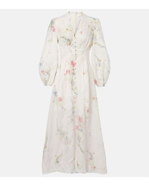 Zimmermann Lucky Floral Linen Lace Maxi Dress - Natural