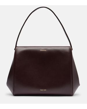 Calvin Klein Tina Medium Leather Shoulder Bag - Purple