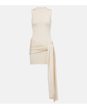 AYA MUSE Knitted Silk And Cotton Minidress - White