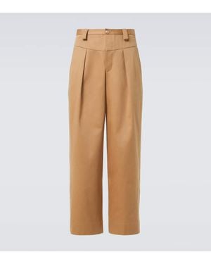 King & Tuckfield Cotton Wide-Leg Trousers - Natural