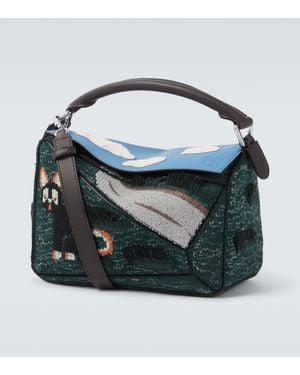 Loewe X Louis Wain Futurist Cat Puzzle Tote Bag - Black