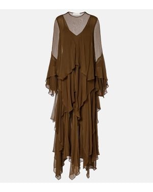 Zimmermann Draped Silk Organza Gown - Brown