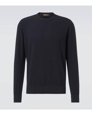 Loro Piana Pullover Walkery Aus Baumwolle Und Seide - Blau