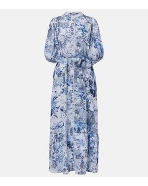 Melissa Odabash Hemdblusenkleid Kitty Aus Baumwolle Und Leinen - Blau