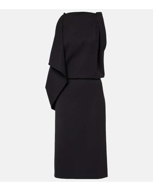 Proenza Schouler Elena Draped Wool-Blend Midi Dress - Blue