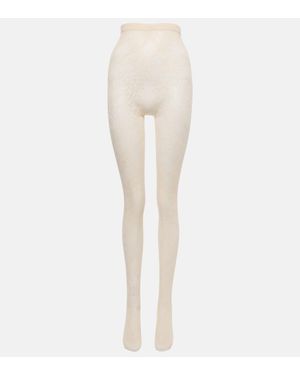 Saint Laurent Floral Tights - Natural
