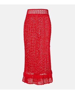 Anna Kosturova Jupe Longue Rosette En Crochet De Coton - Rouge