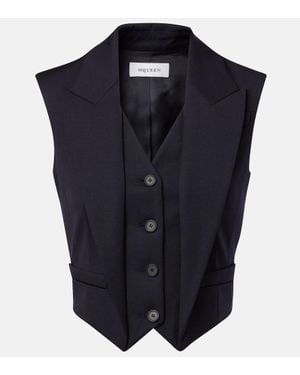 McQueen Gilet Cropped - Blu