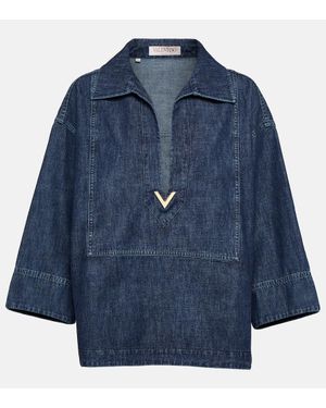 Valentino Top Vgold Aus Baumwoll-Chambray - Blau