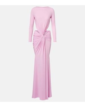 Alex Perry Gathered Crepe Jersey Gown - Pink