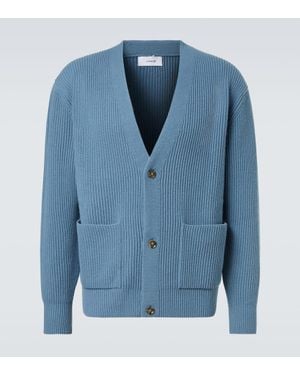 Lardini Ribbed-Knit Wool And Cashmere Cardigan - Blue