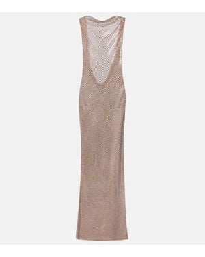 Self-Portrait Maxikleid Mit Kristallen - Mettallic
