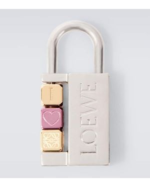 Loewe Padlock Anagram Bag Charm - White