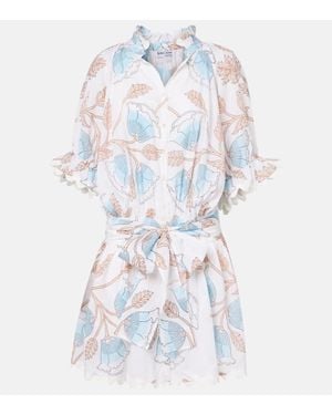 Juliet Dunn Bedrucktes Hemdblusenkleid Aus Baumwolle - Blau
