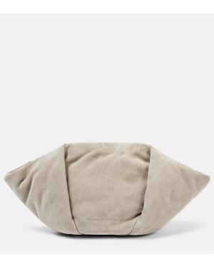 Brunello Cucinelli Leisure Small Canvas Clutch in White | Lyst