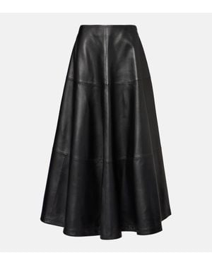 Altuzarra Falda midi Varda de piel - Negro