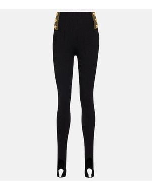 Balmain High-Rise Stirrup Leggings - Black