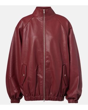 Frankie Shop Senta Oversized Faux Leather Bomber Jacket - Red