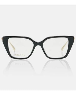Gucci Interlocking G Embellished Cat-Eye Glasses - Brown