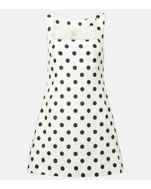 Posse Alice Polka-Dot Linen Minidress - White