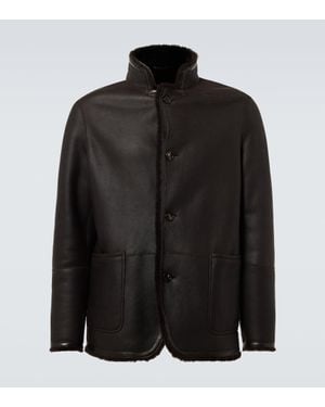 Loro Piana Lederjacke Mit Shearling - Schwarz