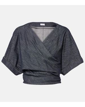 Brunello Cucinelli Top Aus Denim - Blau