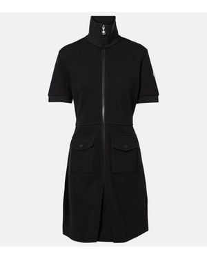 Moncler Piqué Cotton-blend Mini Dress - Black