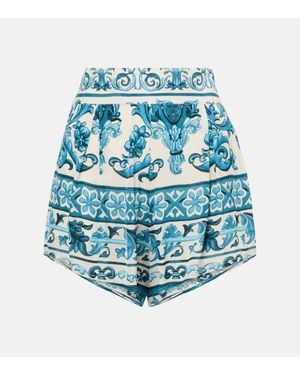 Adriana Degreas Printed High-Rise Shorts - Blue