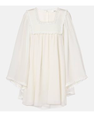 Chloé Silk Crepe Minidress - White