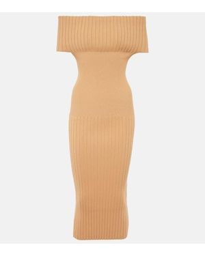 Sportmax Off-Shoulder Midi Dress - Natural