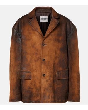 Miu Miu Oversize-Jacke Aus Veloursleder - Braun