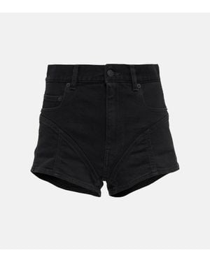 Mugler Lace-Trimmed High-Rise Denim Shorts - Black