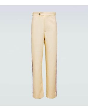 Bode Pantalones Rectos Stria De Algodon - Neutro