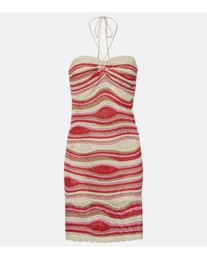 FARM Rio Floral Halterneck Cotton Minidress - Red