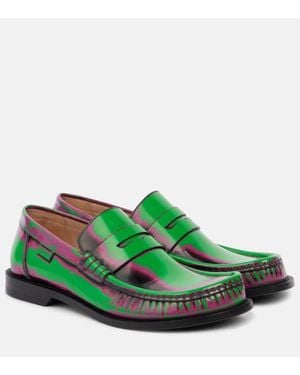 Loewe And Campo Brushed Calf Leather Loafers-Donna - Verde