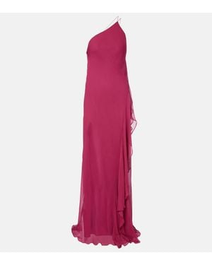 The Sei One-Shoulder Ruffled Silk Gown - Pink