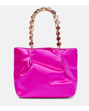 Aquazzura Tote Galactic mini de saten adornado - Rosa
