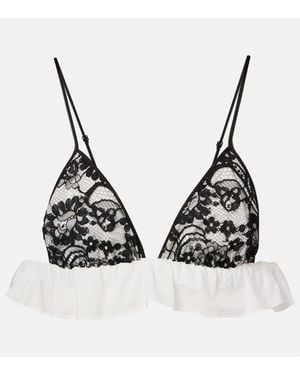 Prada Top De Encaje - Negro