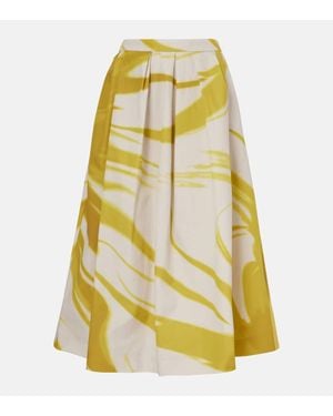Dries Van Noten Printed Cotton Midi Skirt - Yellow