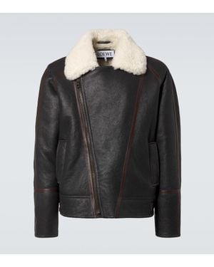 Loewe Giacca in pelle con shearling - Nero