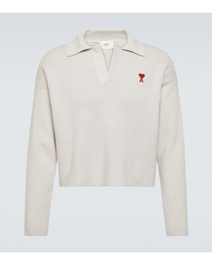 Ami Paris Polopullover Ami De Cour Aus Einem Baumwollgemisch - Weiß
