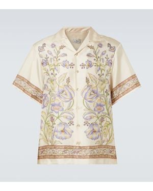 Etro Silk Shirt With Floral Motif - Natural