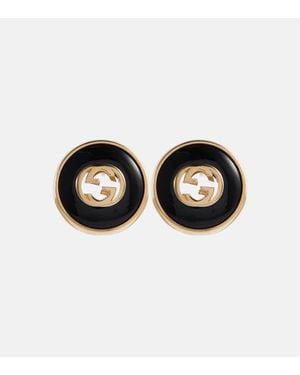 Gucci Ohrringe Interlocking G Aus 18Kt Gelbgold Mit Onyx - Schwarz
